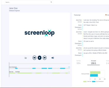 Screenloop for interviews via Zoom