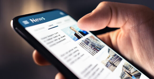 image of a newsfeed on a mobile phone